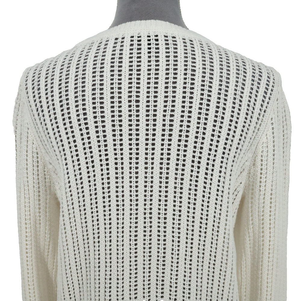Talbots Sweater Womens Medium Ivory All Cotton Open Knit Tunic Pullover Coastal - Picture 7 of 11